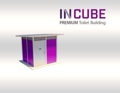 Purpose built INCUBE restroom buildings for modern towns and city streets.